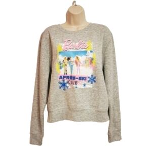 Barbie Heathered Gray Fleece Graphic Pullover Sweatshirt X Large